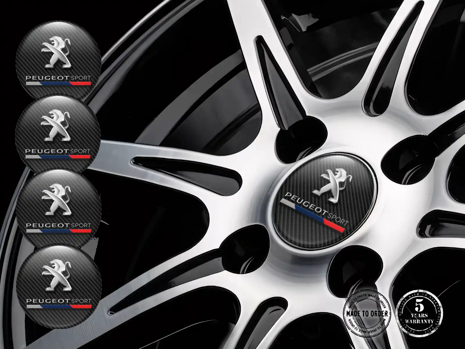 Peugeot Aufkleber auf Rädern Premium Dome Labels